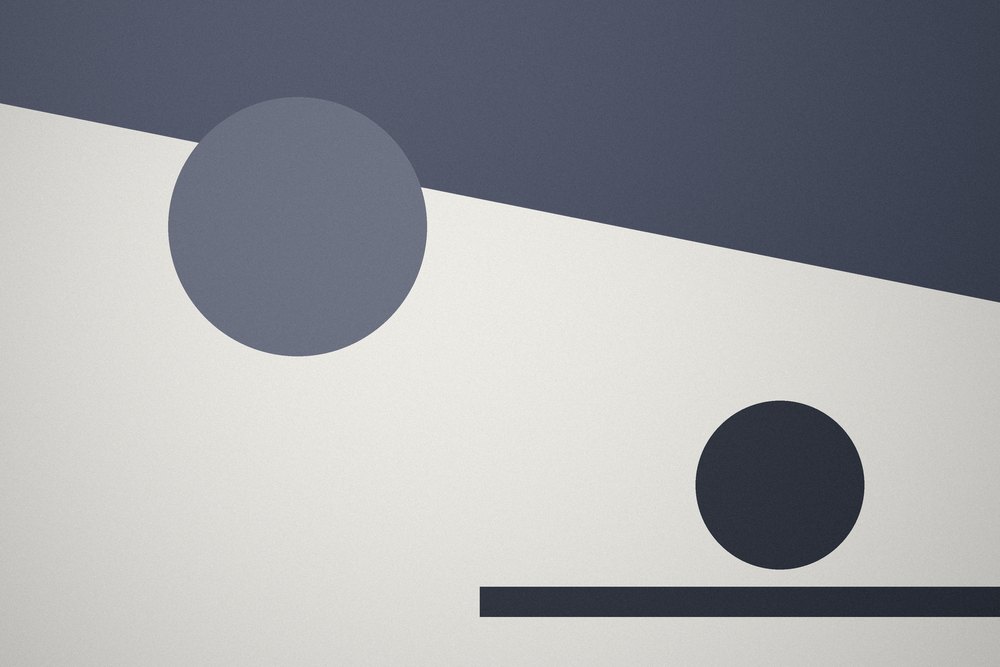 An indigo placeholder split on the diagonal
